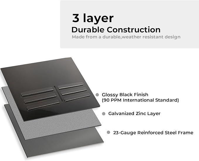 Worth Garden Metal Planter Box - 30" L x 11" W x 13" H Glossy Black Heavy Duty Large Rectangular Steel Modern Plant Pot, Indoor Outdoor - Insert Plate with Drain Holes, Air Vents, No Assembly Required