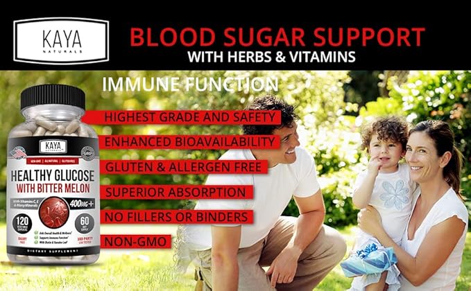 Kaya Naturals Healthy Gluco with Bittermelon Supplement 20 Herbs (120 Count)