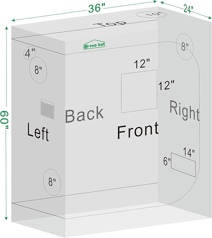 24"x36"x60"Grow Tent for Plants Mylar Hydroponic Grow Tents Indoor Grow Room for Plant Fruit Flower Veg with Removable Waterproof Floor Tray