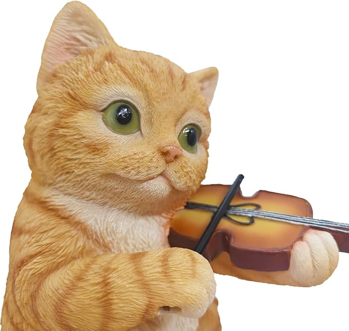 Orange Tabby Cat Garden Statue Decor, Resin Cute Sculptures Gift for Cat Lovers, Pet Memorial Stones for Loss of Pet, Kitty Figurine Art Decoration for Bedroom