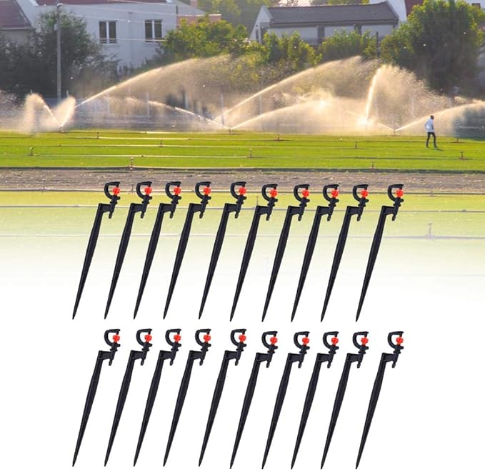 Irrigation Sprinkler, 20pcs Plastic Watering Nozzle G‑Type 360 Degree Rotation Sprinkler Accessory for Garden Agriculture Courtyards Lawn 9.1x1.2x0.4in