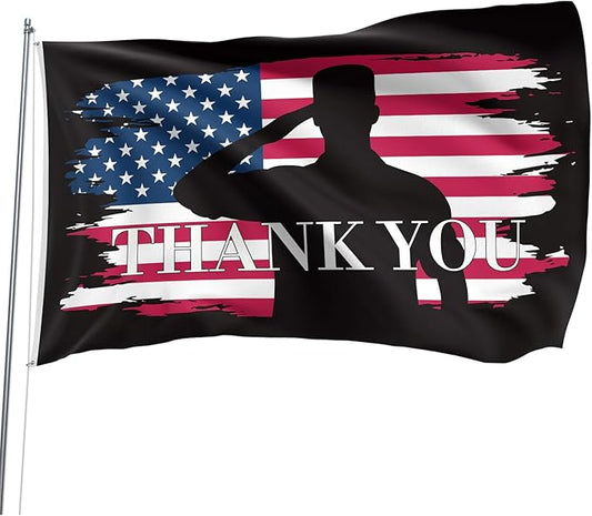 Veteran Military Garden Flag Thank You Veterans Flag for Military Soldiers Boots Memorial Day, 3x5 Ft Double Sided Christian Banners with Brass Grommets Outdoor House Decorations Flag