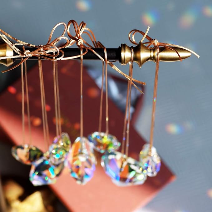 Crystal Heart Prisms Suncatcher Pendant AB Color for Windows, Garden Hanging Decor, Rainbow Maker Crystal Ornament 30/45mm Set of 7