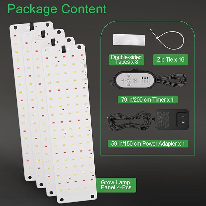 TONYFUL LED Grow Lights, 360 LEDs Plant Lights for Indoor Growing, 36W Premium Full Spectrum Grow Light with 4/8/12H Timer, 10 Dimmable Levels - Ideal for Indoor Growing (4Pcs)