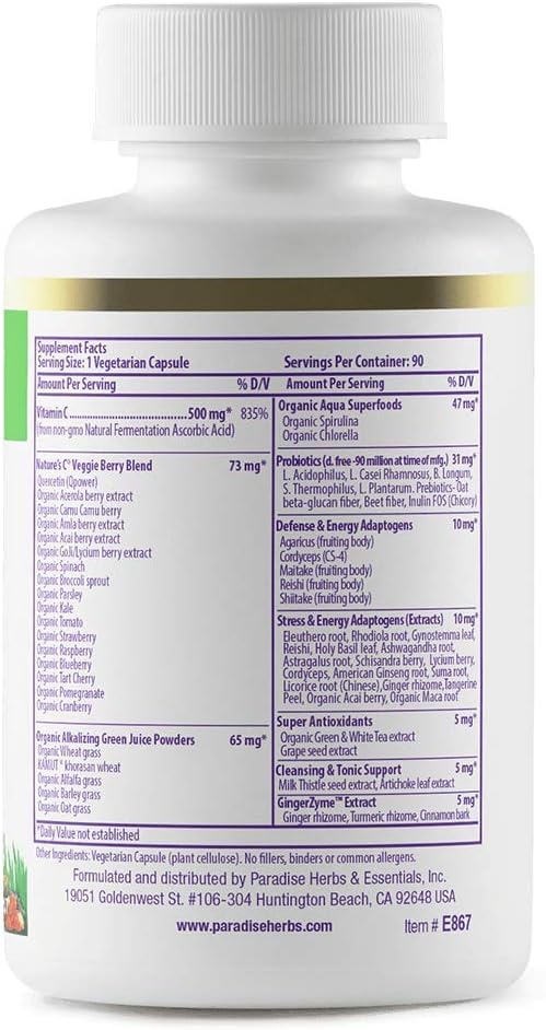 Paradise Herbs Earth's Blend Vitamin C 90 Vegetarian