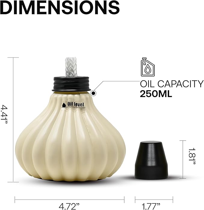 Deco Window Pack of 3 Table Torch for Indoor Outdoor Citronella Oil Tabletop Lamp Landscape Assorted Lantern with Fiberglass Wick & Cap for Garden Patio Yard Party Decor Light