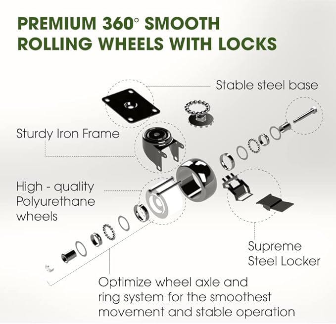 Idzo 2pack Wood Plant Caddy With Wheels Heavy Duty, 264 Lbs Capacity, 12 Inch Acacia Hardwood Plant Dolly, Plant Stand with 360° Lockable Wheels, Plant Caster for Heavy Objects Hauling - Natural Wood