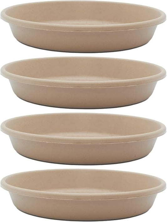 The HC Companies Flower Pot Saucers - Plastic Plant Saucer for Outdoors & Indoors - Traditional Design Plant Pot Trays for Water Drainage - Durable & Stylish Round Plant Tray (6-inch Sandstone)