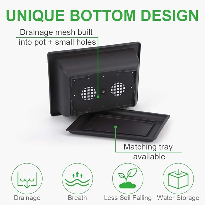 GROWNEER 6 Pack 9 Inch Bonsai Pots with Drainage Humidity Trays, Bonsai Tree Training Kits with 1 Repotting Mat, Plant Container Planter Growing Pot for Garden Outside Indoor