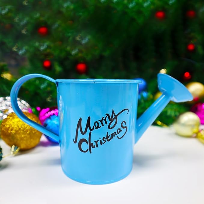 Metal Small Watering Can for Outdoor and Indoor Plants, Watering Can Decor, 500ML (Small Blue)