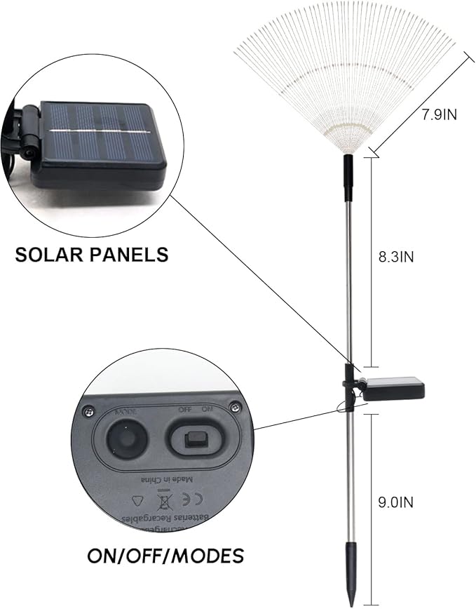 Solar Garden Firework Lights Outdoor Waterproof 4 Pack Solar Powered Art Stake Twinkle Outside Solar Lighting Upgrad 180 LED Sparklers Lights for Yard Party Decorations (Colorful)