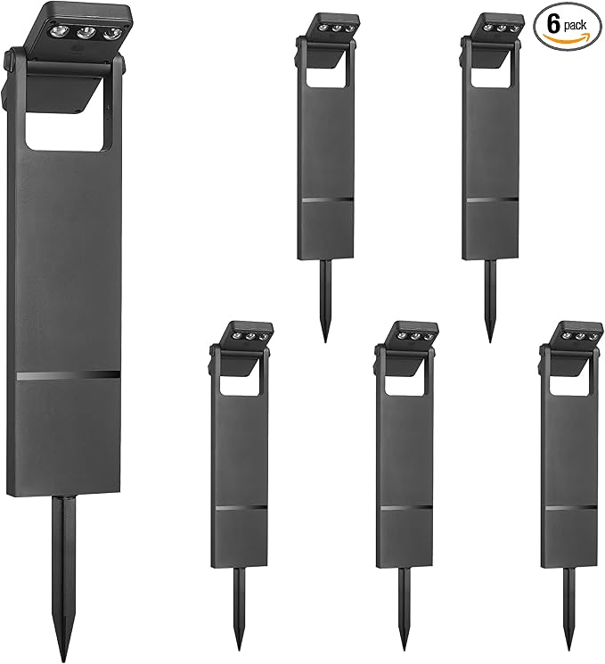 6 Pack Solar Pathway Lights Outdoor, 3 Color Temperature Path Lights Solar Powered, 360 Degree Adjustable, IP65 Weatherproof for Garden, Lawn & Driveway Decor, YL4079-6