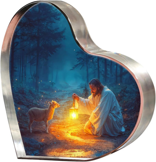 "Christian Appreciation Gifts For Women Plaque - Inspirational Jesus and Lamb Decor, Spiritual Gift for Women, Ideal for Birthdays, Baptism, or Home Decorations, Perfect for Mom, Sister, Friend, or Coworker, Religious Keepsake for Females" (4"x4")D-239