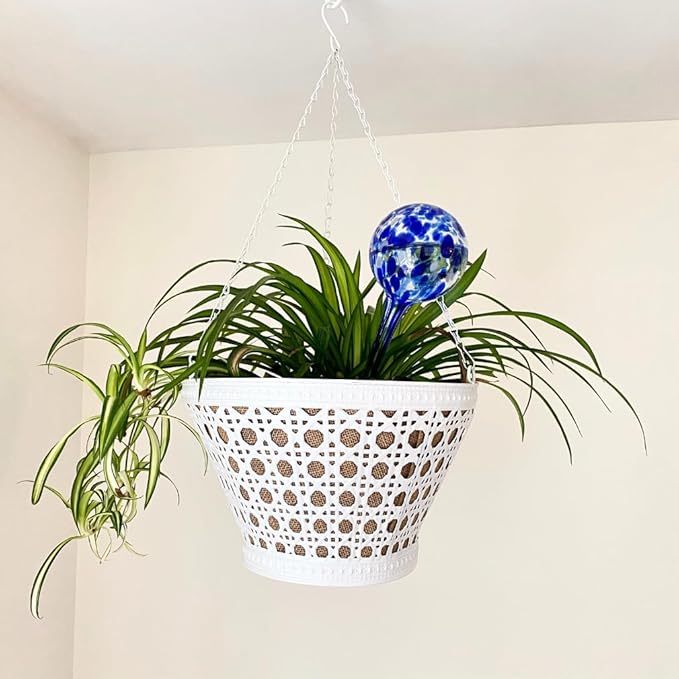 Evelots Plant Watering Globes/Bulbs (2 Pack) - Extra Long 14 Inches - Great for Big Plants - Hand Blown Glass - Automatic Water Irrigation System - Use Indoor/Outdoor - Leave Your Home Worry Free