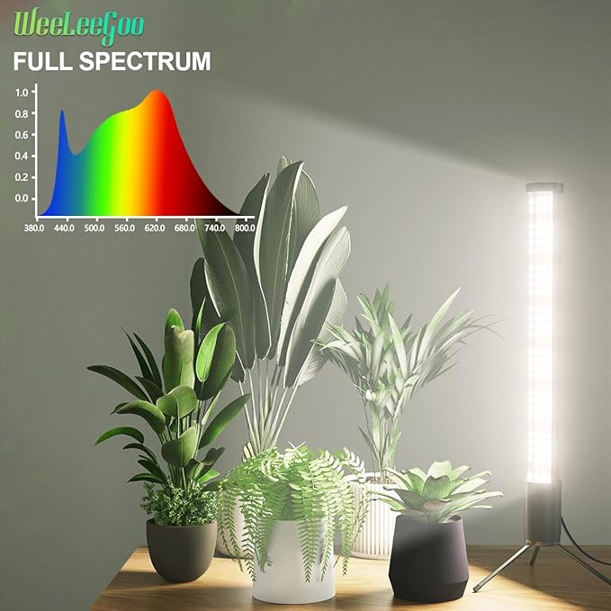 T10 Vertical Grow Light, 6000K Full Spectrum Desktop Plant Light 18.9",Hung or Stood, with 3 Modes & 5 Dimming Levels, Suitable Small & Medium Plants Indoors, Auto On Off Timing 4/8/12/18Hrs (1)