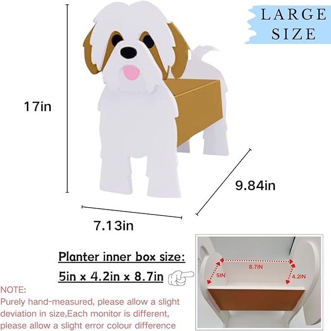 Brown Shih Tzu Dog Planter Plant Pots,Cute Garden Dog Flower Planter,Large Dog Planters Birthday Gifts for Women,Office,Indoor/Outdoor Decor（9.84 * 9.06 * 17in）