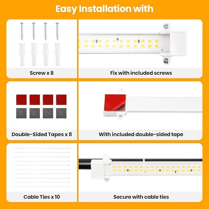 Mosthink Grow Lights for Indoor Plants Full Spectrum, 4 Packs Grow Light Strips with Auto Timer 3/6/12H, Dimmable Plant Growing Lamp for Indoor Greenhouse,Seedling,432 LEDs (16 Inches)