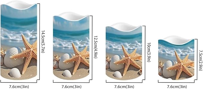 Ystardream Beach Starfish Flameless Candles with Remote Battery Operated Candles Realistic LED Candles with Remote and Timer Set of 4 for Valentines Home Wedding Birthday Decoration