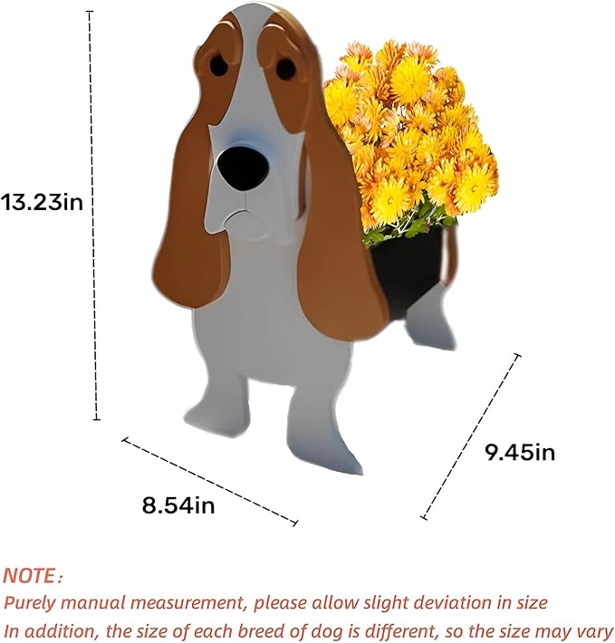 Basset Hound Dog Planter Plant Pots,Cute Garden Dog Flower Planter,Dog Planters Birthday Gifts for Women,Office,Indoor/Outdoor Decor（9.45 * 8.54 * 13.23in）