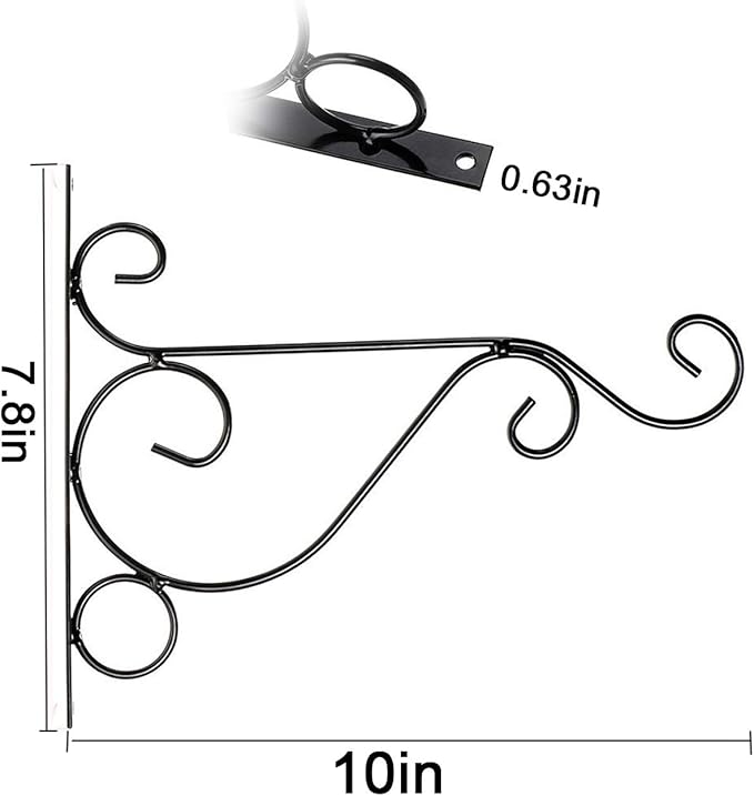 TIHOOD 4PCS Metal Plant Bracket Iron Wall Mount Lanterns Hangers for Hanging Bird Feeders, Lanterns, Wind Chimes, Planters, Outdoor Decoration Hooks
