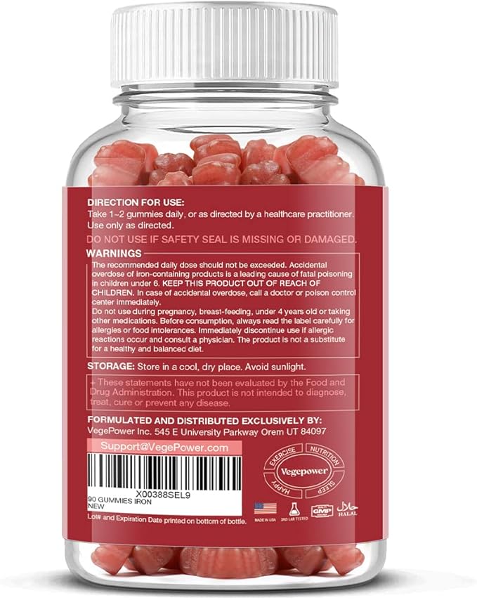 Iron Gummies Supplements for Women & Kids Flavor(3 Packs)