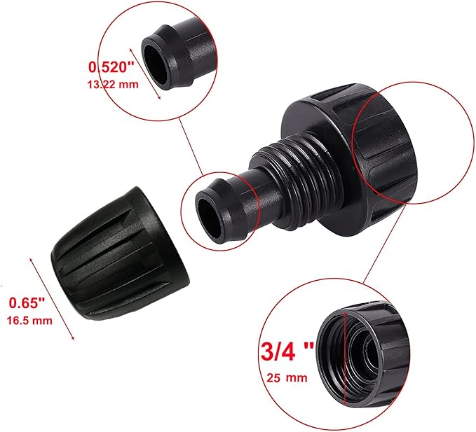 1/2 Inch Drip Irrigation Tubing Faucet Adapter 6 Pack, 3/4" to 1/2" Irrigation System Hose Adapter, 3/4 Inch Faucet Connector Garden Hose Adapter