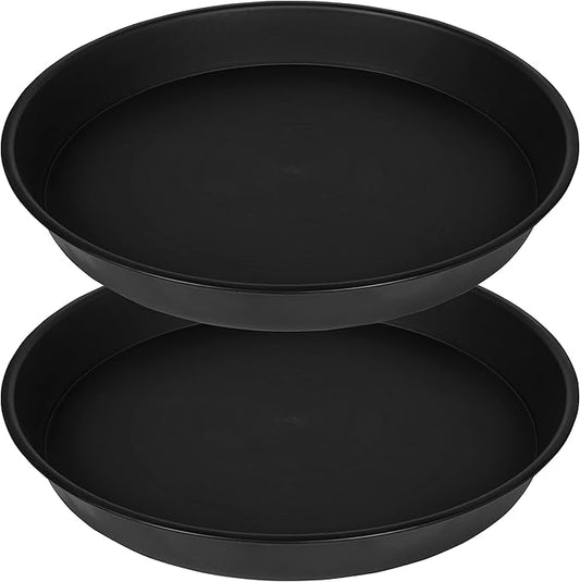 2 Pack of 18 19 inch Plant Saucer (16.6 Inch Base), 2.7" Depth Tray, Large Deep Garden Plastic Flower Trays for Indoors Outdoor, Tray for Planter 15-19" (19", Black)