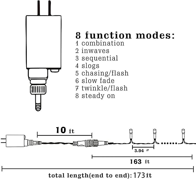 FUNPENY 164FT 500 LED Halloween Lights, 8 Modes Waterproof Plug in String Lights for Halloween Indoor Outdoor Yard Party Wedding Garden Home Decorations (Purple & Orange)