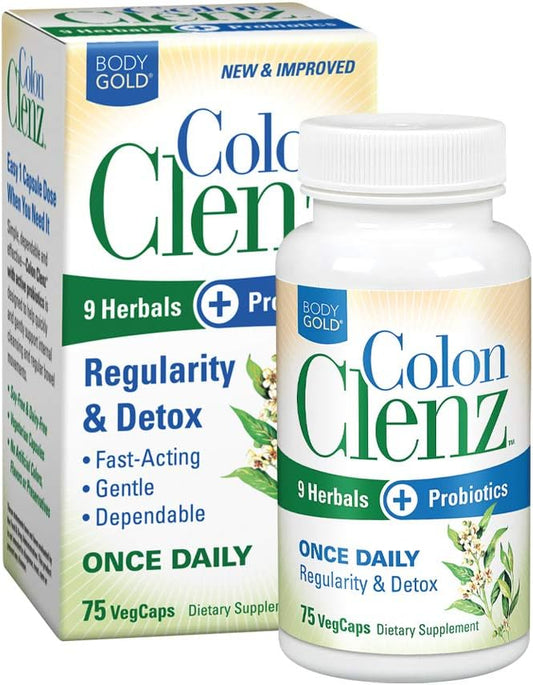 Body Gold Colon Clenz Regularity & 9 Herbs 75 CT