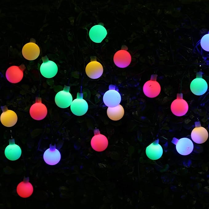 Globe Ball Fairy Lights, 50 LEDs 23ft/7M Solar Led Globe String Lights Waterproof with Two Lighting Modes for Garden Outdoor Party Christmas Decoration (Multicolor)