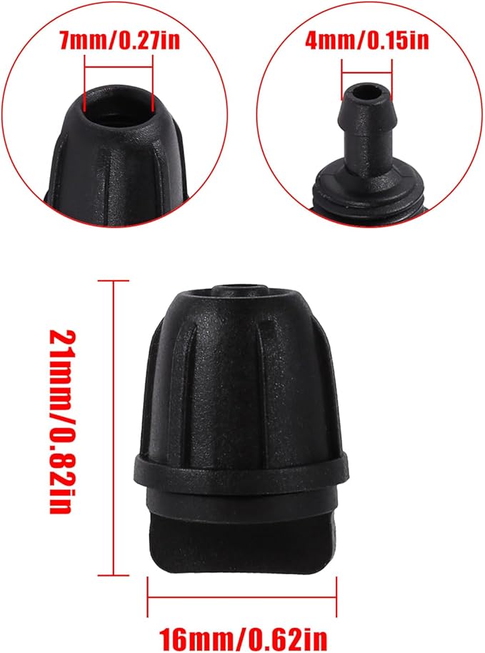1/4 inch Drip Irrigation Fittings, Lock Barbed End Plugs for ¼ in. tubing; Tubing Outside Diameter (OD) is 0.250 in., Internal Diameter (ID) is 0.170. in.(25Pcs/Pack) (Black-End Cap)