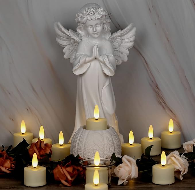 12 PCS 3D Wick Rechargeable Flameless Tealight Candles with Remote and Timer, Battery Operated Flickering LED Tea Lights, Durable & Lovely Fake Tea Candles, Ideal for Pumpkin/Bar/Party Decor