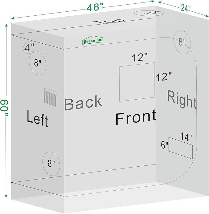 Indoor Grow Tent 48"x24"x60" 600D Mylar Hydroponic Grow Tent for Indoor Plant Tent with Observation Window and Removable Floor Tray 4x2 Grow Tent