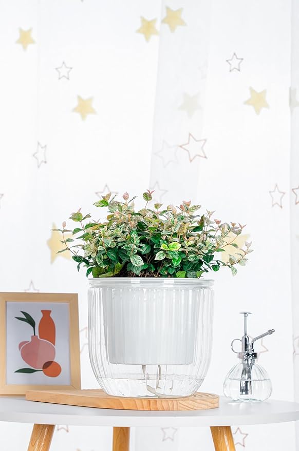 Melphoe 1 Pack Self Watering Hanging Planters Indoor Flower Pots, 8.3 Inch Outdoor Hanging Plant Pot Basket, Plant Hanger with 3Hooks Drainage Holes for Garden Home