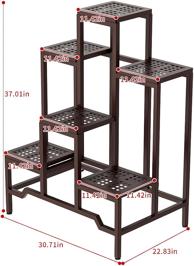 Plant Stand - Aluminum Indoor/Outdoor Flower Rack, Waterproof & Rust-Proof, Stable Support for Pots, Perfect for Living Room, Balcony, Garden, and Office (Brown, 6 Tier)