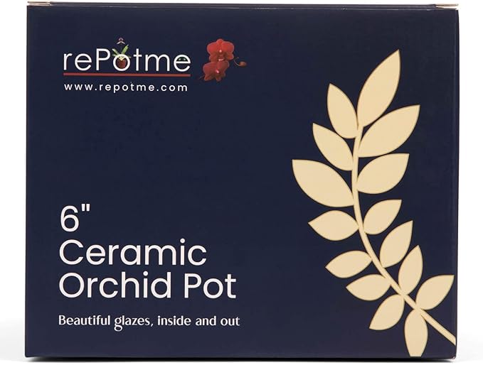 rePotme 6" Pinwheel Fluted Ceramic Plant Pot (Cream Over Lavender) - Includes Free 6 inch Slotted Pot Liner - Great for Orchids, Succulents, and All Indoor Plants