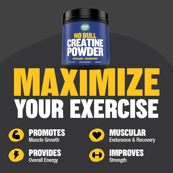 “No Bull” Creatine Powder, Bulk Supplements Creatine Monohydrate for Faster Recovery, Increased Muscle Volume, Strength & Power, Micronized Creatine for Men & Creatine for Women, 500g
