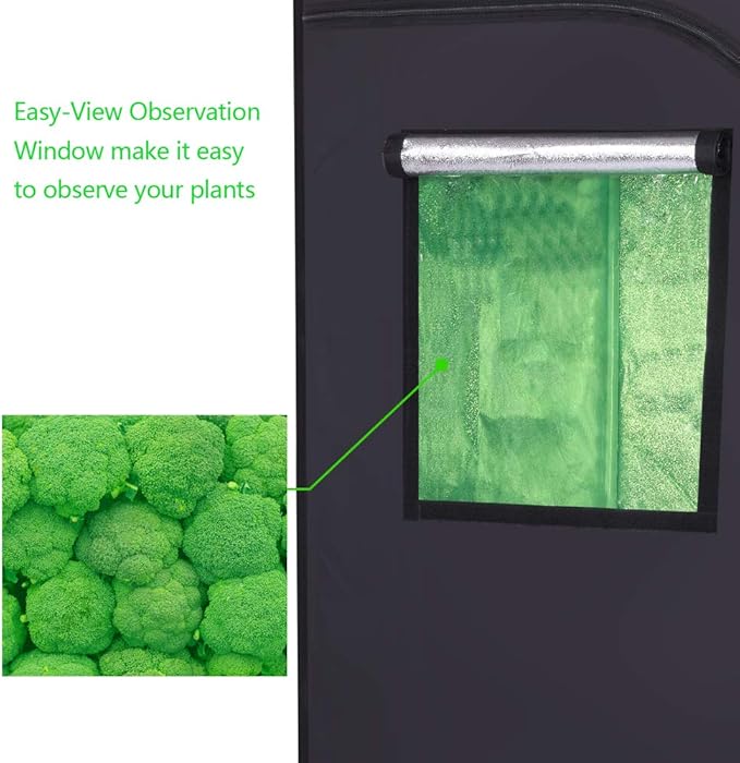 32"x32"x64" Mylar Hydroponic Grow Tent Grow Room with Obeservation Window and Removable Floor Tray for Indoor Plant Growing (32" x 32" x 64")