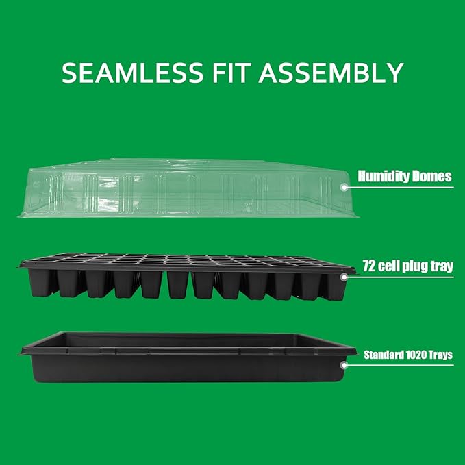 Plant Growing Nursery, Standard 1020 Trays Plastic Sturdy Farmer Self Seedling Tray for Microgreens Indoor Nursery Pots Transplantation (5-Pack, 21.6"×11.2", 2.52" Deep, no Holes)