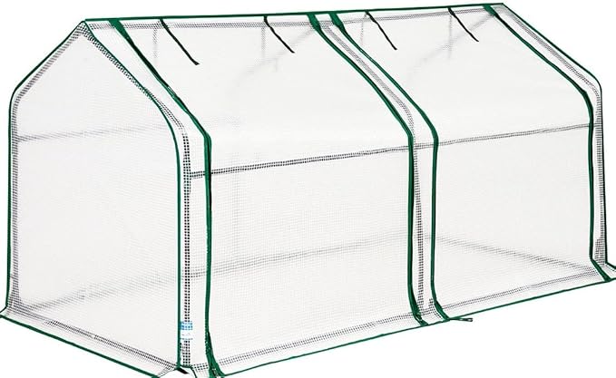 Quictent Portable Mini Cloche Greenhouse w/ Elevated Bottom, Roll-up Zippered Window Waterproof UV-Resistant Hot House for Indoor Outdoor Gaden, 71" x 36" x 36", White