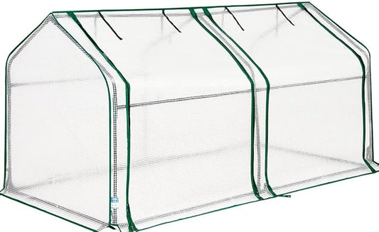 Quictent Portable Mini Cloche Greenhouse w/ Elevated Bottom, Roll-up Zippered Window Waterproof UV-Resistant Hot House for Indoor Outdoor Gaden, 71" x 36" x 36", White