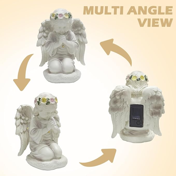 Solar Garden Outdoor Angel Statues - Outdoor Angel Sculptures Garden Decorations with Waterproof Led Lights for Patio, Balcony, Yard, Lawn Ornament - Unique Decor Gifts for Mom Grandma Women