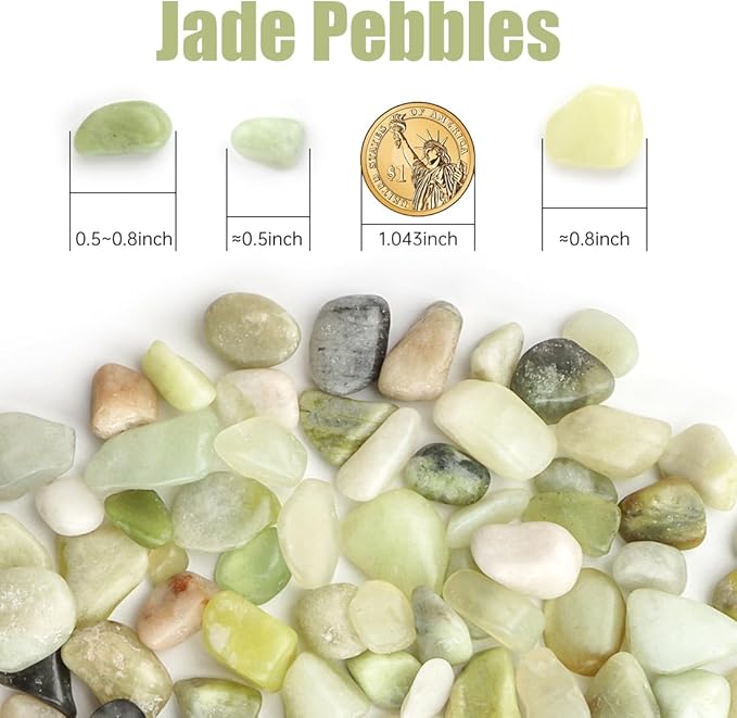 River Rocks 5 Lbs, 3/8 Inch Jade Pea Gravel, Rocks for Plants Indoor, Stones for Garden Landscaping, Vase Filler, Smooth Gravel Filler for Succulents, Cactus, Fish Tank and Vases
