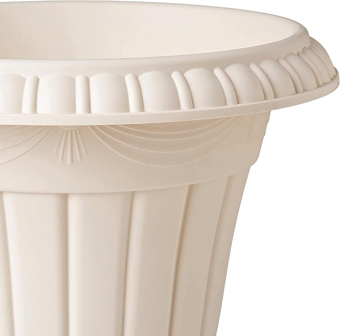 PL20BG Classic Traditional Plastic Urn Planter Indoor/Outdoor, 10" x 12", (Beige)