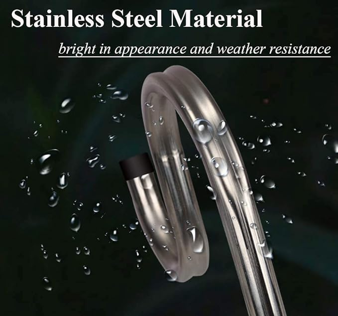 Shepherds Hook for Outdoor, 94 Inch Tall & 5/8 Inch Diameter Stainless Steel Heavy Duty Poles to Hang Outdoor Lights with 5 Prongs Base, Suitable for Bird Feeders or Wedding Decors(1pack)