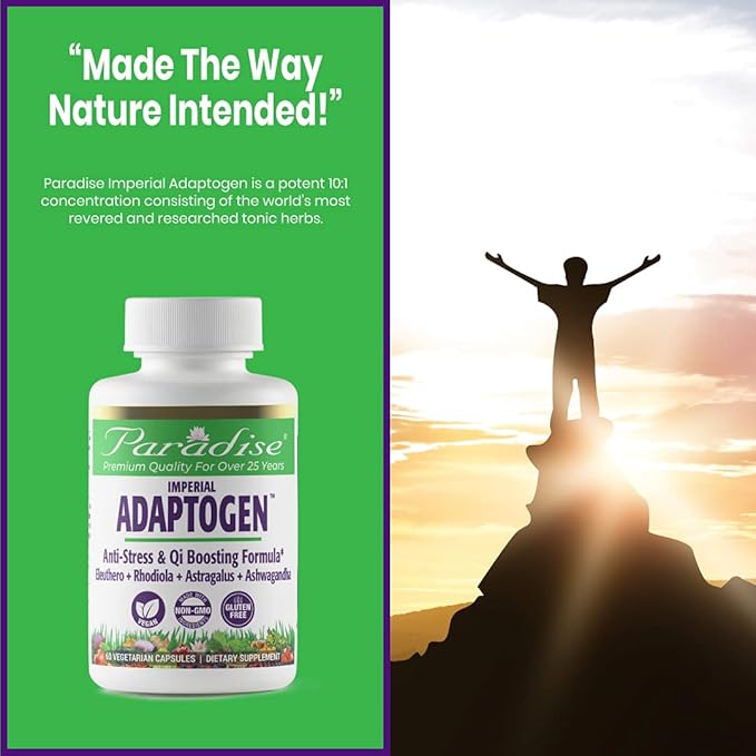 Paradise Herbs Imperial Adaptogen, Eleuthero, Rhodiola, 60 Vegetarian