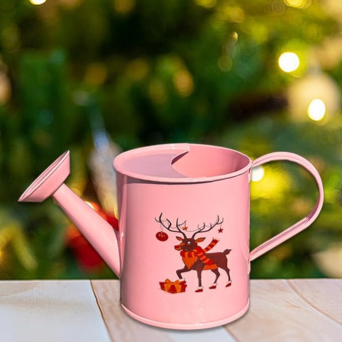 Metal Small Watering Can for Outdoor and Indoor Plants, Watering Can Decor, 500ML (Small Pink)