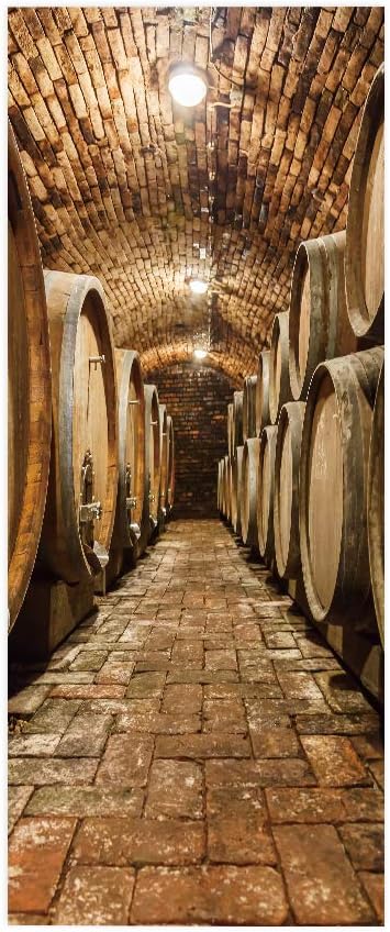 3D Door Stickers Murals Peel and Stick - Wine Cellar - Door Decals Wallpaper Self-Adhesive Removable PVC Waterproof Poster for Bedroom Living Room Decoration 30.3 x 78.7 inch