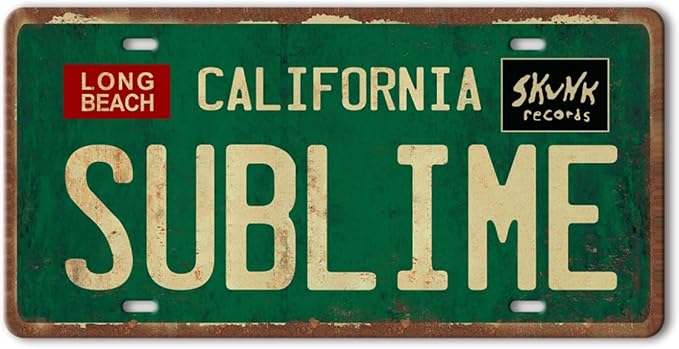 Vintage Metal Tin Sign Long Beach California Sublime Poster Grunge Hippie Room Decor Rock Band Posters Sublime Tapestry Funny Street Signs For Bedroom Wall Aesthetic 90s Bathroom Sign 12 X 6 Inch
