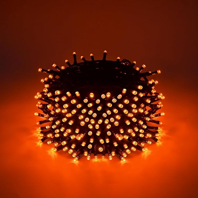 300 LED Halloween Lights, 118FT Waterproof Halloween String Lights, Orange Halloween Lights Outdoor with 8 Lighting Modes for Halloween Outdoor Party Yard Garden Decoration